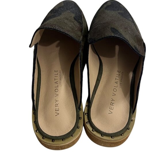 Very Volatile  Green & Black Atwood Calf Hair Slip On Slide Loafer Mules Size 7 - Picture 6 of 11